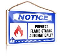 HMQW Funny Signs For Man Cave Notice Preheat Flame Starts Automatically Wooden Sign Bathroom Decor Wall Art Farmhouse Decor For The Ho(15X28CM)