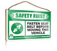 HMQW Funny Signs For Man Cave Safety First Fasten Belt Moving Vehicle Wooden Sign Bathroom Decor Wall Art Farmhouse Decor For The Ho(23X35CM)