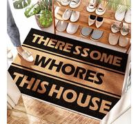 HMQW Large Shower, Porch Decorations Coir Doormat | Diatomaceous Earth Bath Entryway Porch Use Shoe Scraper | Durable Washable Heavy Duty There's Some Whores In This House(65X90CM)