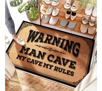 HMQW Music Decor Water Resistant Coconut Doormat | Warning Man Cave My Cave,my Rules Outdoor Entrance Funny For Bath For Shower(50X80CM)