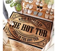 HMQW New Home Must Haves | Coir Mat Backyard Rubber Backing What Happens In The Hot Tub Stays In The Hot Tub, Entryway Durable Neutral(65X90CM)