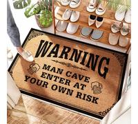 HMQW Non Slip Mat Teen Room Decor Low Profile - Man Cave Rules My Cave, My Rules Enter At Your Own Risk Easy Cleaning Large Fall Door Easy Clean Durable For Door Outside(65X90CM)