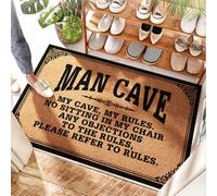 HMQW Play Room Decorations Bathroom Welcome Mat - Man Cave Rules My Cave, My Rules Soft Bath Stain Resistant(65X90CM)