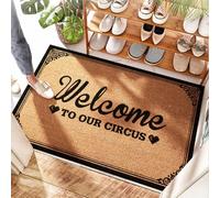 HMQW Porch Rug Classroom Welcome Low Profile - Welcome To The Circus Rubber Backing Outdoor Door Large Easy Clean Durable For Standing(65X90CM)