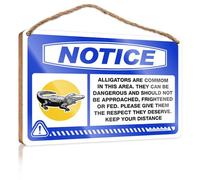 HMQW Spring Signs For Home Decor Notice Alligators Are Common In This Area They Can Be Dangerous Keep Your Distance Wooden Sign Funny Decor For Home Bathroom Door Signs For Home(20X30CM)