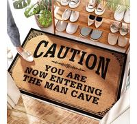 HMQW Thick Doormat Men Decor Low Profile | Caution! You Are Now Entering The Man Cave Fluffy Thick Fiber(50X80CM)