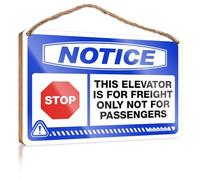 HMQW Wooden Home Sign Notice This Elevator Is For Freight Only Not For Passengers Bilingual Wooden Sign Outdoor Patio Decor Bedroom Decorations(15X28CM)