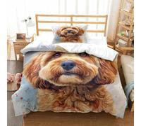 HMRKOEPGX Cockapoo 3D Duvet Cover Set Soft Microfibre Cute Dog 2Pcs Bedroom Decor Boys Single（135x200cm）
