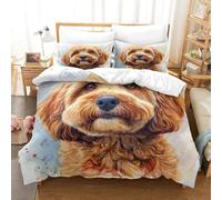 HMRKOEPGX Cockapoo 3D Duvet Cover Set Soft Microfibre Cute Dog 3Pcs Bedroom Decor For Boys Youth Teens Double（200x200cm）