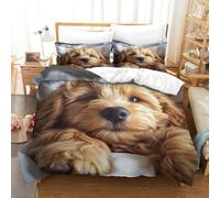 HMRKOEPGX Cockapoo 3D Quilt Cover Reversible Microfibre Cute Puppy 3Pcs Bedroom Collection Kids King（220x240cm）