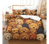 HMRKOEPGX Cockapoo 3D Quilt Cover Soft Microfibre Cute Dog 3Pcs Bedroom Collection for Children's And Adults King（220x240cm）