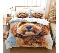 HMRKOEPGX Cockapoo 3D Quilt Cover Soft Microfibre Cute Dog 3Pcs Bedroom Decor For Boys Youth Teens Single（140x200cm）