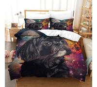 HMRKOEPGX Shih Tzu 3D Duvet Cover Set Easy Care Microfibre Puppy 3Pcs Bedroom Collection Girls King(220x240cm)