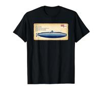 HMS A1 First British-Designed Submarine Diagram Value Graphic T-Shirt, Men, Black, L