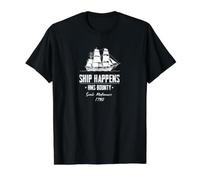 HMS Bounty Pitcairn Island Mutiny Fletcher Christian Value Graphic T-Shirt, Men, Black, S