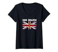 HMS Brazen F91 Frigate Veterans Day Warship Fathers Grandpas V-Neck T-Shirt