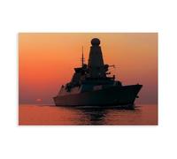 HMS Dragon-class Destroyer Sunset Poster Canvas Poster Bedroom Decor Landscape Decor Gift 12x18inch(30x45cm)