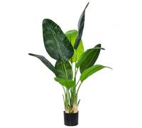 HMS Happy Memories Artificial Bird of Paradise Plant 120cm Tropical Tree | Lifelike 120cm tropical tree with 9 bendable leaves, no watering needed, black pot included, ideal for home and office