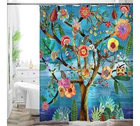 HMS Happy Memories Thicken Durable Polyester Blend Cloth Fabric Bathroom Curtain Colorful Bohemian Boho Floral Print Beautiful Bright Shower Curtain for Bathroom Decoration, 72"x72" (Season 2)