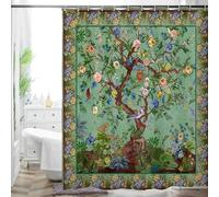 HMS Happy Memories Thicken Durable Polyester Blend Cloth Fabric Bathroom Curtain Colorful Bohemian Boho Floral Print Beautiful Bright Shower Curtain for Bathroom Decoration, 72"x72" (Season 19)