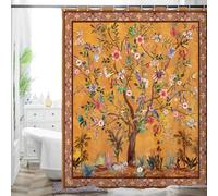 HMS Happy Memories Thicken Durable Polyester Blend Cloth Fabric Bathroom Curtain Colorful Bohemian Boho Floral Print Beautiful Bright Shower Curtain for Bathroom Decoration, 72"x72" (Season 15)