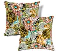HMS Happy Memories Velvet Cushion Cases Square Decorative Throw Pillow Cover 45x45cm(18x18 Inch) Set of 2 for Couch Sofa Bed Living Room Bedroom