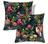 HMS Happy Memories Velvet Cushion Cases Square Decorative Throw Pillow Cover 45x45cm(18x18 Inch) Set of 2 for Couch Sofa Bed Living Room Bedroom