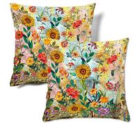 HMS Happy Memories Velvet Cushion Cases Square Decorative Throw Pillow Cover 45x45cm(18x18 Inch) Set of 2 for Couch Sofa Bed Living Room Bedroom