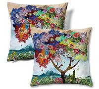 HMS Happy Memories Velvet Cushion Cases Square Decorative Throw Pillow Cover 45x45cm(18x18 Inch) Set of 2 for Couch Sofa Bed Living Room Bedroom