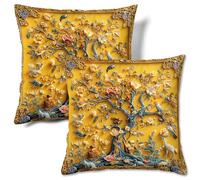 HMS Happy Memories Velvet Cushion Cases Square Decorative Throw Pillow Cover 45x45cm(18x18 Inch) Set of 2 for Couch Sofa Bed Living Room Bedroom