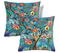 HMS Happy Memories Velvet Cushion Cases Square Decorative Throw Pillow Cover 45x45cm(18x18 Inch) Set of 2 for Couch Sofa Bed Living Room Bedroom