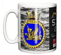 HMS Vigilant Ceramic Mug, Vanguard Class Strategic Submarine Crest Name Pennant S30