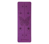 HMS YM10 Yoga Mat Double Layer TPE 182x61cm Purple | Non-slip surface, with carrying strap and case, 0.8 cm thickness, for indoor and outdoor use, Pilates and aerobics