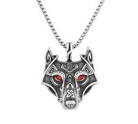 Hmsanase Cute Necklace Pendant Chain Men Women Jewellery Jewel Eyed Wolf Head Necklace Pendant Talisman 4