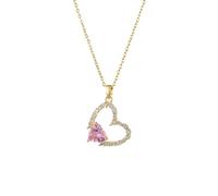 Hmsanase Fascinating Necklace Pendant Chain Men Women Jewellery Romantic Pink Love Zircon Pendant Necklaces For Women Girls X2380-1
