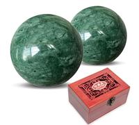 Hmsddan Traditional Chinese Baoding Balls, Marble Health Exercise Stress Relief Balls with an Upgraded Shockproof Imitation Wood Box, Dark Green, 2-Piece Set, Medium-1.57"