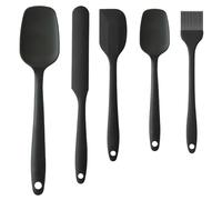 Hmseng 5 Pcs Silicone Spatula, Food Grade Heat Resistant Spatulas Set for Baking, Cooking, and Mixing, BPA Free Non Stick Rubber Spatula Set-Black