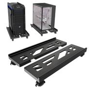 Hmseng Adjustable Pc Stand for Floor,Computer Tower Stand with 4 Rolling Caster Wheels, Mobile CPU Stand for Floor Carpet Gaming PC Case-Dark Black