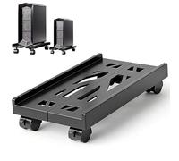 Hmseng Adjustable Pc Stand for Floor,Computer Tower Stand with 4 Rolling Caster Wheels, Mobile CPU Stand for Floor Carpet Gaming PC Case-Black