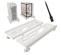 Hmseng Adjustable Pc Stand for Floor, Tower Stand with 4 Rolling Caster Wheels, Mobile CPU Stand for Floor Carpet Gaming PC Case-White