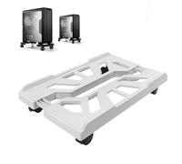 Hmseng Mobile Tower Stand, CPU Stand with 4 Rolling Caster Wheels, Adjustable CPU Cart Holder, 2 Locking Rolling Caster Wheels, Colorful Transparent PC Host Bracket, Fits Most PC Case(White)