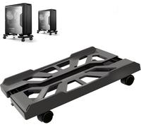 Hmseng Mobile Tower Stand, CPU Stand with 4 Rolling Caster Wheels, Adjustable CPU Holder, 2 Locking Rolling Caster Wheels, Colorful Transparent PC Host Bracket, Fits Most PC Case-D-Black