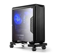 Hmseng Pc Stand, Adjustable computer tower stand, Cpu Stand with 4 Rolling Caster Wheels,Fits Most PC Under Desk-Black