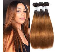 HmtAfro Brazilian Weave Bundles 9A Grade 300 Gram Ombre Straight Hair(#1b-#30)(16'' 18'' 20'')