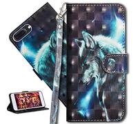 HMTECH iPhone 7 8 Plus Case 3D Wolf PU Leather Wallet Flip Case with Kickstand Card Holder Bookstyle Magnetic Closure Cover for iPhone 7 8 Plus 5.5 Inch,Wolf