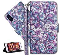 HMTECH iPhone X XS Case 3D Peacock Flower PU Leather Wallet Flip Case with Kickstand Card Holder Bookstyle Magnetic Closure Cover for iPhone X XS 5.8 Inch,Peacock Flower