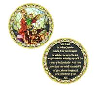 HMTEMRBGEJ 1/2 pcs Saint Michael Challenge Coin Angel Metal Medal Craft Home Decoration Commemorative Coin Collection Gift-Gold-1pc