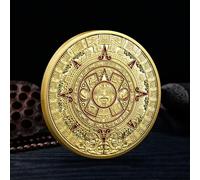 HMTEMRBGEJ Souvenir Coin Mexico Mayan Aztec Calendar Art Prophecy Culture Gold Coins Collectibles-Gold