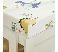 HMtideby Cot Bed Cotton Fitted Sheets, Big Dinosaur Fitted Crib Sheets Fit Standard cot Mattress 140 x 70 cm
