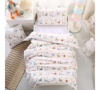 HMtideby Toddler Kids Bedding Set for Girls and Boys, Safari Animal Cot Bed Duvet Cover with Pillowcase, 2 pcs, 120 x 150 cm